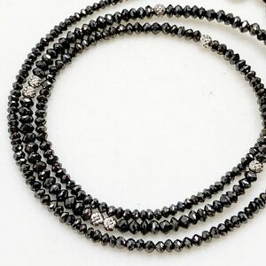 K18WG!!［天然ブラックダイヤモンドネックレス15.00ct ］D 重量約4.3g 42.5cm 18金 black diamond necklace ジュエリー jewelry DG6/EA4