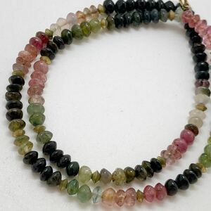 K18!!［天然トルマリンネックレス ］D 重量約17.4g 43cm 18金 tourmaline necklace ジュエリー jewelry マルチカラー DF0/DI0