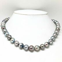 ［南洋黒蝶真珠ネックレス］D 重量約57.4g 約8.5-9mm珠 パール pearl necklace jewelry accessory silver シルバー DE0/EA5_画像3