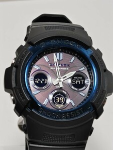 1円スタート【美品/稼働】G-SHOCK ジーショック　腕時計　電波ソーラー AWG-M100A-1AJF メンズ アナログ デジタル ブラック