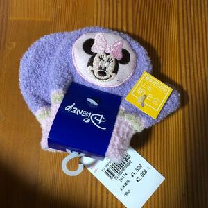  tag attaching Minnie Mouse purple gloves girl mitten 2 -years old 3 -years old 