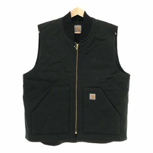 ◆中古品◆ カーハート CARHARTT ベスト ブラック 黒 Lサイズ メンズ コットン アウター ジップアップ Q51472NSS