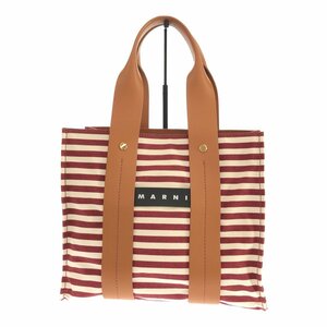 ◆未使用◆ マルニ MARNI トートバッグ ボーダー カバン 鞄 袋あり ファッション ブランド 赤 E95439NSD