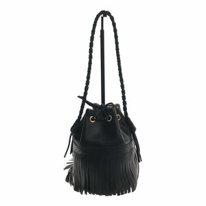 * secondhand goods *J&M DAVIDSON J and M Davidson car ni bar leather fringe pouch lady's black Mini bag Q12-555NSS