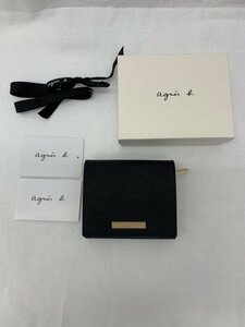 aei1678【未使用】agnes b. アニエスベー 2つ折り財布 ウォレット ダブルカラー ブラック・ベージュ系