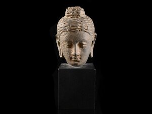 【雲】廃寺買取品 仏教美術 チベット仏頭 置物 台座付 高さ22.5cm 古美術品(タイ仏釈迦如来阿弥陀観音)A8987 DTmkiu