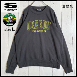 【USED】 STADIUM オレゴン ダックス OREGON DUCKS カレッジロゴ スウェット 90s 00s 刺繍ロゴ USA 古着 Lサイズ グレー ☆送料無料☆