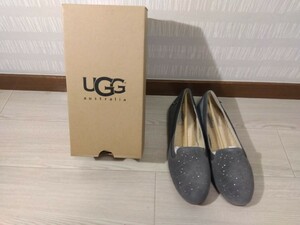 【A419】【美品】 UGG オーストラリア バレーシューズ フラットシューズ ムートン スウェード グレー USA8.5 25.5cm レデース シューズ