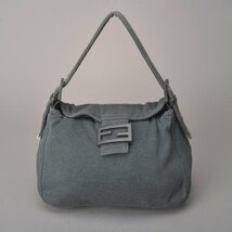 1円 極美品 FENDI フェンディ マンマバケット ハンドバッグ ジャージ 布地 グレー 26426 ズッカ金具 ショルダー 肩掛け FF 鞄 Ma.a_画像1