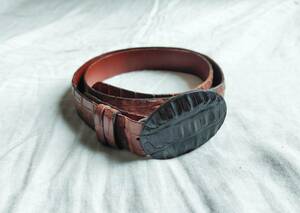 USA製 BLACK JACK BELTS ブラックジャックベルト HB ALLIGATOR LEATHER BELT ベルト アリゲーター レザー バックル 36 茶 ワニ ★12