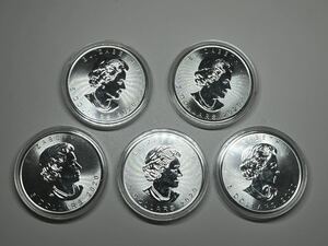 カナダ　5ドル　銀貨　メイプルリーフ　硬貨 プルーフ コイン エリザベス　1オンス カプセル付 2020