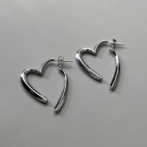 Heart sand hoop pierce silver No.1185