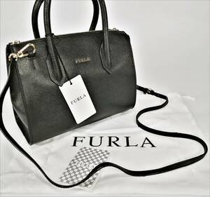 FURLA handbag ONYX( black / 997353) Furla bag leather material lady's S size [ outlet ] 22 00059