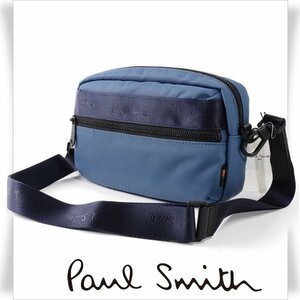 新品1円～★ポールスミス Paul Smith ナイロン 軽量 ショルダーバッグ ブルーグレー ブランデッドウェビング 正規店本物 ◆6179◆