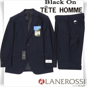 新品1円～★定価7.5万 Black On TETE HOMME テットオム 伊生地 LANEROSSI ラネロッシ マルゾット 秋冬 ウール毛 スーツ 94AB4 紺◆6542◆