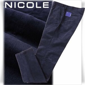 新品1円～★ニコル セレクション NICOLE selection メンズ 秋冬 コーデュロイストレートパンツ 44 S ネイビーノータック ◆6641◆