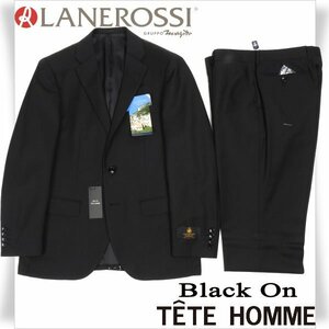 新品1円～★定価7.5万 Black On TETE HOMME テットオム 伊生地 LANEROSSI ラネロッシ マルゾット 秋冬 ウール毛 スーツ 96A7 黒◆6811◆