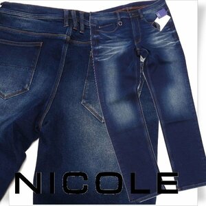 新品1円～★ニコル セレクション NICOLE selection メンズ ストレッチ ブルーインディゴ ウォッシュデニム 50 LL パンツジーンズ◆7630◆