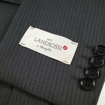 新品1円～★定価8万 イタリア生地 LANEROSSI ラネロッシ マルゾット ウール毛 ストライプ二つ釦スーツ 102BB6 総裏 ワンタック ◆7832◆_画像8