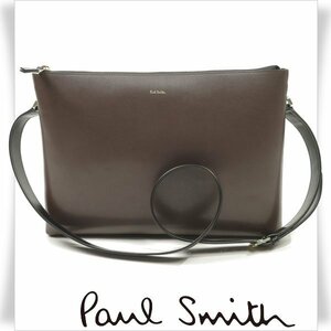 新品1円～★定価3.1万 ポールスミス Paul Smith 2WAY 牛革レザーショルダーバッグ クラッチバッグ セカンドバッグ シティ エンボス◆7866◆