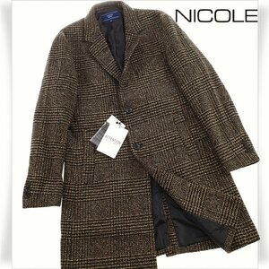 新品1円～★ニコル セレクション NICOLE selection メンズ ウール毛混 グレンチェック チェスターコート 46 M ビジネスコート ◆7958◆