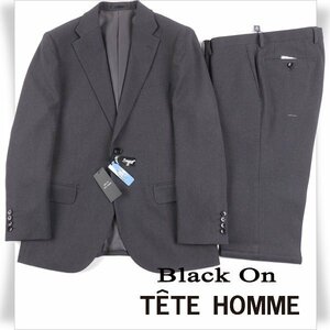 新品1円～★定価4.2万 Black On TETE HOMME テットオム 秋冬 シャドーストライプスーツ 92A5 ノータック ストレッチ グレー ◆8263◆