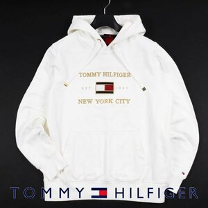 新品1円～★定価1.9万 TOMMY HILFIGER トミー ヒルフィガー メンズ アイコンフーディパーカー M 白 スウェット オーバーサイズ ◆8289◆