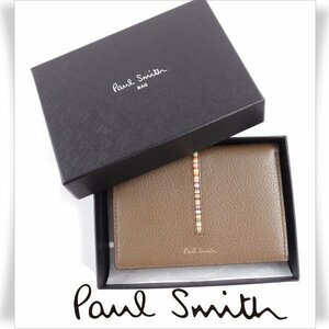 新品1円～★ポールスミス Paul Smith 箱付き 牛革 レザー パスケース カードケース インセットマルチストライプ 定期入れ 本物 ◆8304◆