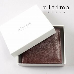 新品1円～★ultima TOKYO ウルティマ トーキョー 箱付 本革 牛革イタリアンレザー マキアート 二つ折り財布 ウォレット ブラウン ◆8321◆