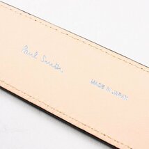 新品1円～★ポールスミス Paul Smith メンズ 日本製 牛革レザー ロゴ スクエアバックル ベルト S 黒 ブラック ビジネスベルト 本物◆8328◆_画像6