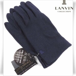 新品1円～★LANVIN COLLECTION ランバン コレクション メンズ スマホ対応 カシミヤ100％ 手袋 グローブ 25cm ロゴ ギフトに♪◆8529◆