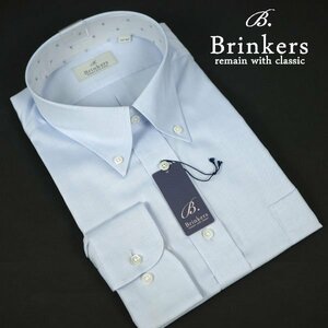 新品1円～★Brinkers ブリンカーズ 形態安定 綿100％ 長袖ボタンダウンシャツ 41-78 L ブルー 本物 ◆8698◆