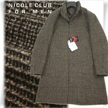 新品1円～★ニコルクラブフォーメン NICOLE メンズ ウールライクスタンドコート 48 L 黒 ブラウン 防寒 PLUSRICH WARM 蓄熱裏地◆8839◆_画像1