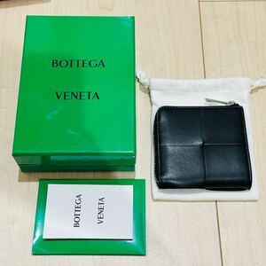 現行品 Bottega Venetaカセット スクエア コンパクトジップアラウンドウォレット ミニ財布