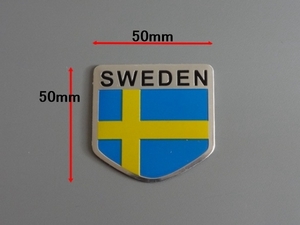 *SWEDEN* Flag アルミ ステッカー 5x5cm (SW92) 新品！ ▽Pntj