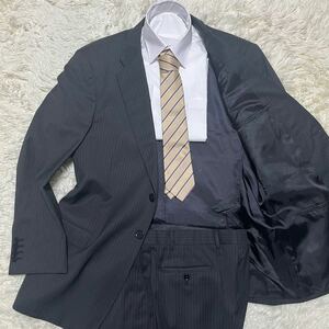 特大サイズ! アルマーニ 『紳士の嗜み』 ARMANI COLLEZIONI EXECUTIVEライン スーツ セットアップ ジャケット 実寸XL以上 チャコールグレー