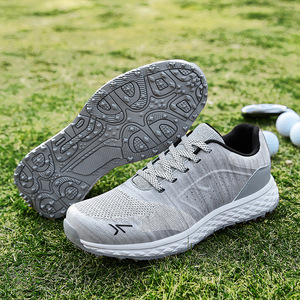 ゴルフシューズ メンズ 新品 スニーカー 運動靴 フィット感 軽量 撥水 幅広 弾力性 スポーツシューズ スパイクレス グレー 24.5cm~28cm