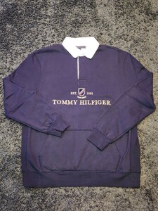 古着 美品 TOMMY HILFIGER トミー ヒルフィガー アイコンロゴ ラグビーシャツ XL ネイビー 検) リバースウィーブ ラガーシャツ ラルフ