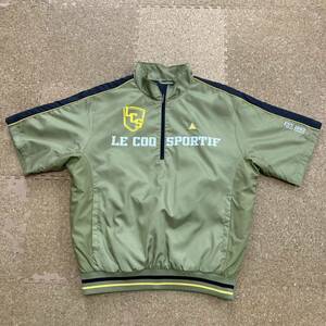 【美品】ルコック le coq sportif ゴルフ ウィンドブレーカー レインジャケット ハーフジップ 半袖 ジャージ Mサイズ カーキ メンズGOLF 