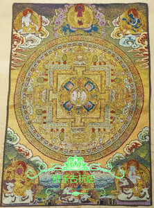 アンティークコレクション、約90ｃｍ*60cm　大判　チベットタンカ刺繍　8