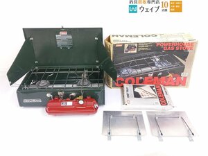 コールマン パワーハウス ガスストーブ ツーバーナー シェフトレイ付き ジャンク品