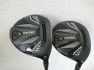 03809*HONMA ホンマ TW757 ゴルフ フェアウェイウッド 3、5W 2本 VIZARD フレックスS カバー付