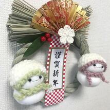 ハンドメイド　うさぎ　ゆきだるま　お正月飾り　お正月リース　雪だるま　_画像2