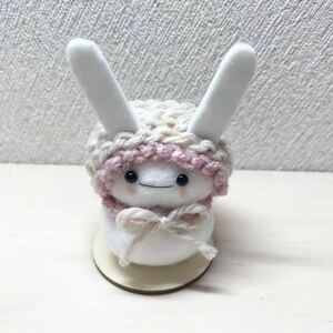 ハンドメイド　うさちゃんゆきだるま 雪だるま　うさき　ピンク