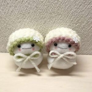 ハンドメイド　ゆきだるま クリスマス　冬のインテリア　雪だるま　毛糸