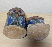 hi 042w 有田焼 フクロウ（ペア2体）花瓶 陶器 置物 陶芸 インテリア_画像4