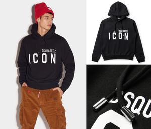 新品★定価63000円■DSQUARED2★ICONロゴパーカー★BE ICON COOL SWEATSHIRT★M/ブラック/黒★ディースクエアード★フーディー