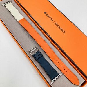 Apple Watch 専用 ベルト　HERMES ドゥブルトゥールベルト インディゴ/クレ/オレンジ