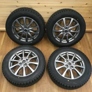 【8000円スタート】Exceeder エクシーダー 15x5.5J PCD:100 4穴 ハブ:66 18年製 バリ山 ダンロップ 175/65R15 スタッドレス 4本セット