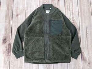 13．状態良好 ユニクロ White Mountaineering ボアフリースブルゾン ジャケット　メンズＳ　モスグリーンy712